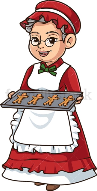 Mrs santa claus with christmas cookies. PNG - JPG and vector EPS (infinitely scalable).