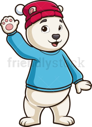 Polar bear waving. PNG - JPG and vector EPS (infinitely scalable).