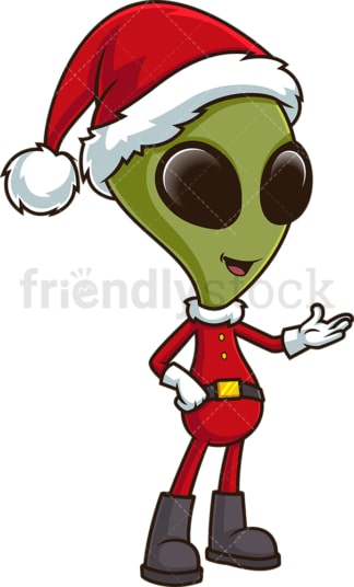 Christmas alien presenting. PNG - JPG and vector EPS (infinitely scalable).