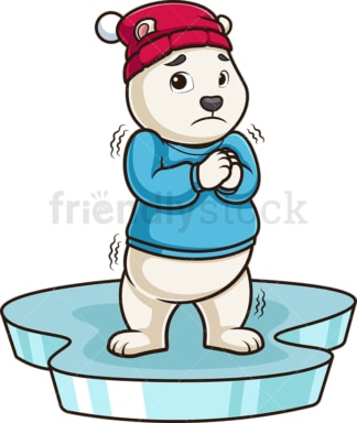 Polar bear shivering on ice floe. PNG - JPG and vector EPS (infinitely scalable).