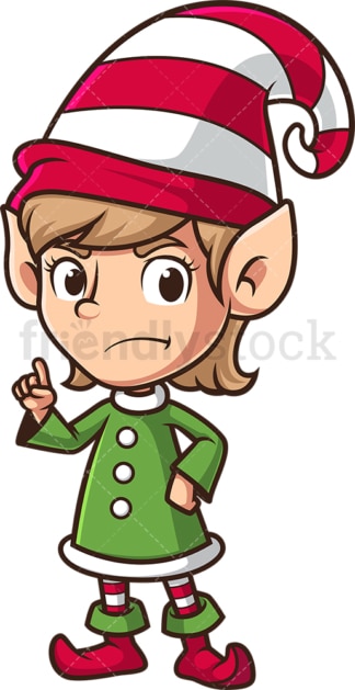 Angry female christmas elf. PNG - JPG and vector EPS (infinitely scalable).