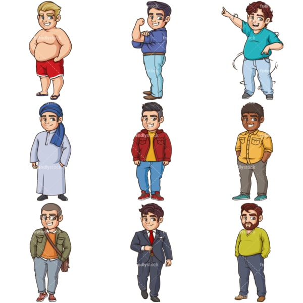 Confident fat men. PNG - JPG and infinitely scalable vector EPS - on white or transparent background.