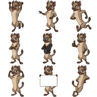 Hyena mascot cartoon character. PNG - JPG and infinitely scalable vector EPS - on white or transparent background.