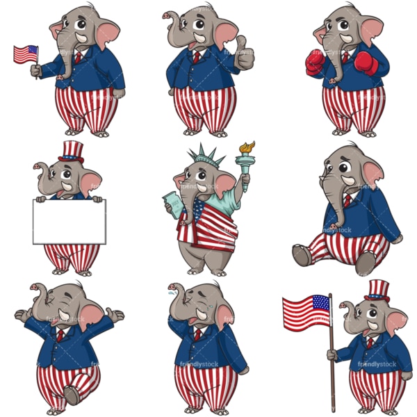 US republican party elephant. PNG - JPG and infinitely scalable vector EPS - on white or transparent background.
