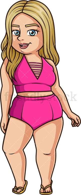 Confident large woman with bikini. PNG - JPG and vector EPS (infinitely scalable).