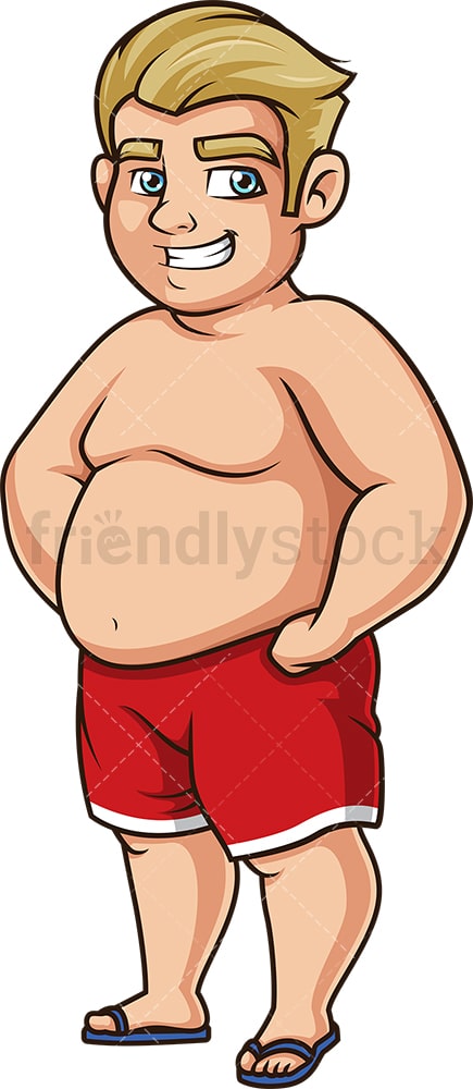 Large man in swim trunks. PNG - JPG and vector EPS (infinitely scalable).