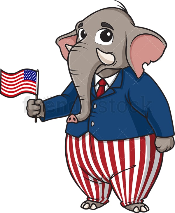 Republican elephant holding us flag. PNG - JPG and vector EPS (infinitely scalable).