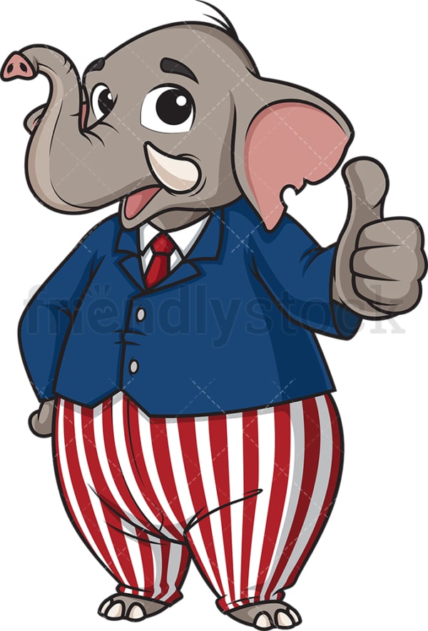 Republican elephant thumbs up. PNG - JPG and vector EPS (infinitely scalable).