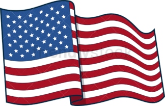 Waving american flag. PNG - JPG and vector EPS file formats (infinitely scalable). Image isolated on transparent background.