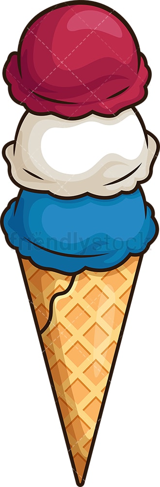 Patriotic ice cream cone. PNG - JPG and vector EPS file formats (infinitely scalable). Image isolated on transparent background.