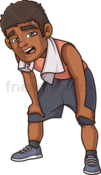 Black man looking exhausted from running. PNG - JPG and vector EPS (infinitely scalable).