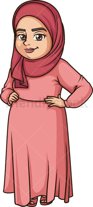 Chubby muslim woman wearing hijab. PNG - JPG and vector EPS (infinitely scalable).