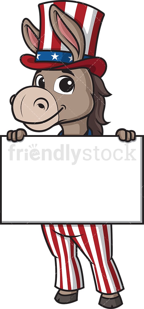 Democratic donkey holding blank sign. PNG - JPG and vector EPS (infinitely scalable).