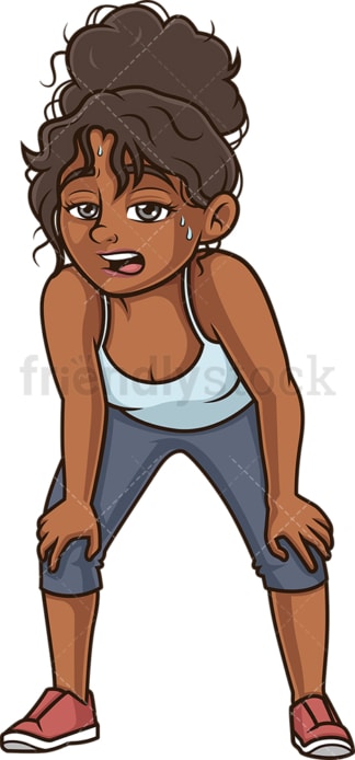 Exhausted black woman. PNG - JPG and vector EPS (infinitely scalable).