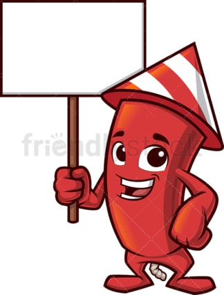 Firework holding blank sign. PNG - JPG and vector EPS (infinitely scalable).