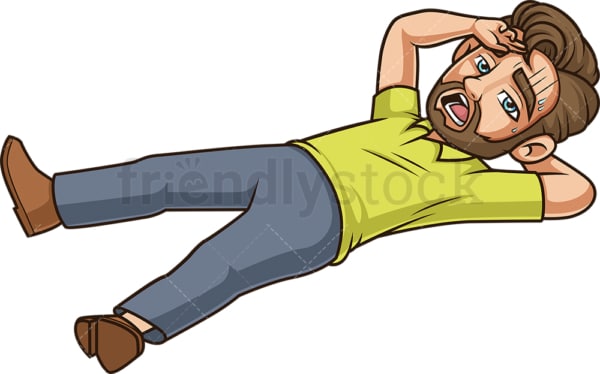 Caucasian man lying tired on floor. PNG - JPG and vector EPS (infinitely scalable).