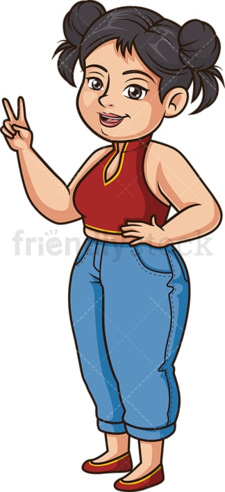 Chubby asian woman. PNG - JPG and vector EPS (infinitely scalable).