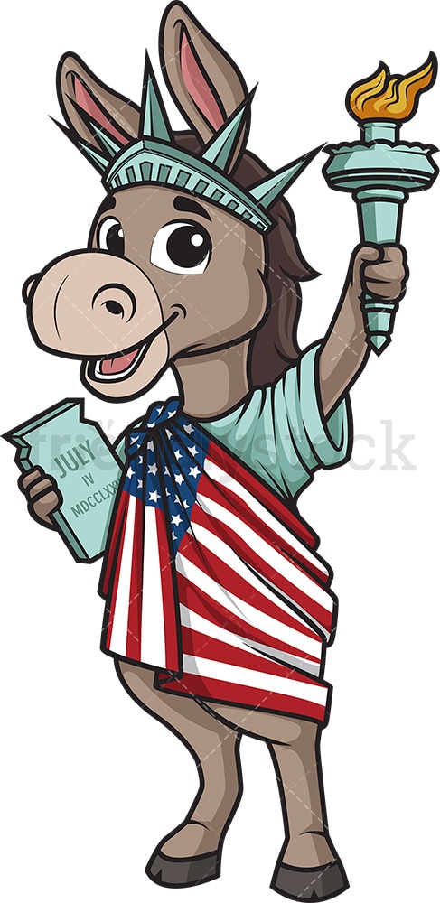 Democratic donkey statue of liberty. PNG - JPG and vector EPS (infinitely scalable).