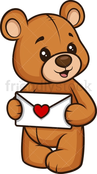 Teddy bear holding love letter. PNG - JPG and vector EPS (infinitely scalable).