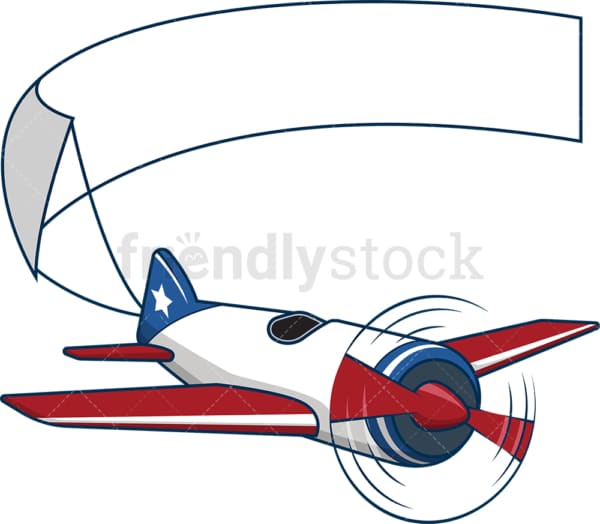 American plane carrying blank banner. PNG - JPG and vector EPS file formats (infinitely scalable). Image isolated on transparent background.