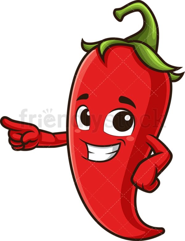 Red chili pepper pointing side. PNG - JPG and vector EPS (infinitely scalable).