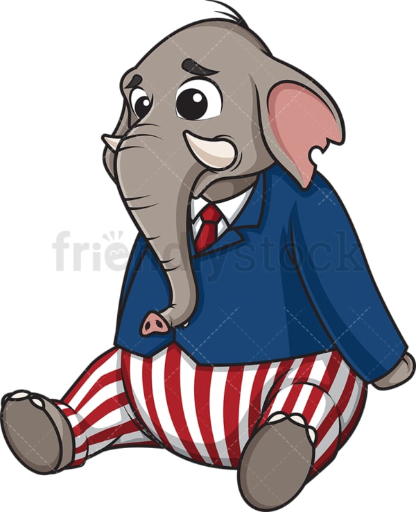 Sad republican elephant. PNG - JPG and vector EPS (infinitely scalable).