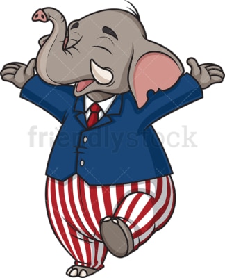 Happy republican elephant. PNG - JPG and vector EPS (infinitely scalable).