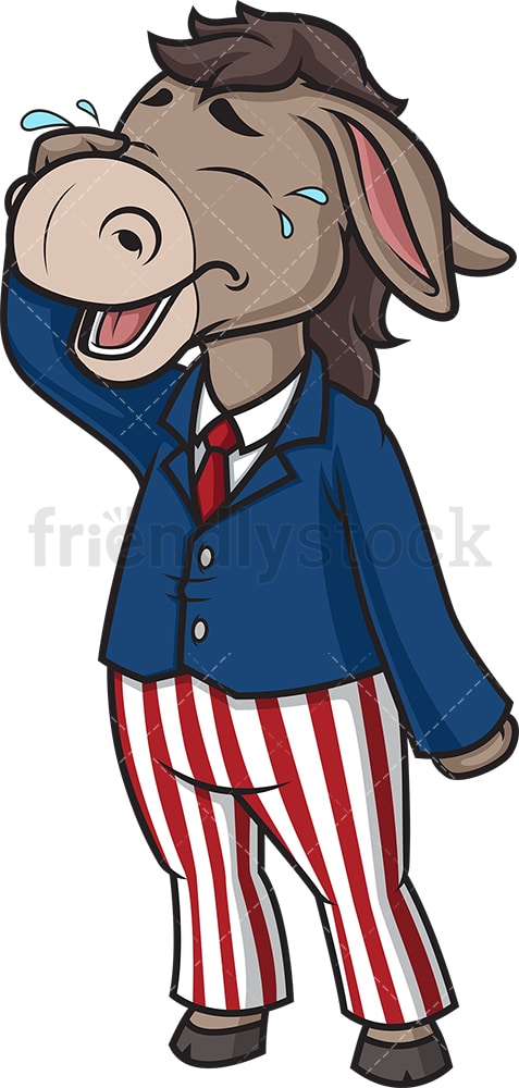 Crying democratic donkey. PNG - JPG and vector EPS (infinitely scalable).