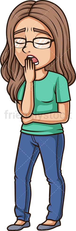 Young woman yawning. PNG - JPG and vector EPS (infinitely scalable).