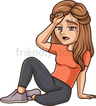 Sweating woman on the floor. PNG - JPG and vector EPS (infinitely scalable).