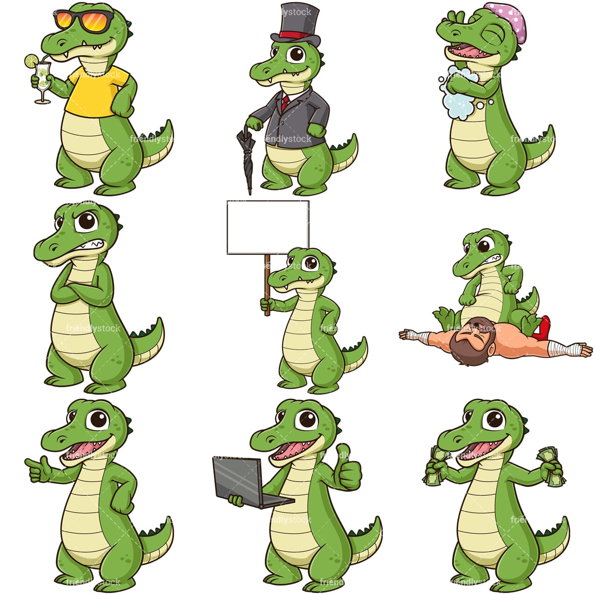 Cartoon Alligator Mascot Clipart Vector Collection - FriendlyStock