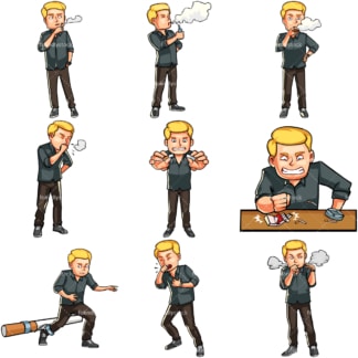 Cartoon male smoker. PNG - JPG and vector EPS file formats (infinitely scalable). Images isolated on transparent background.