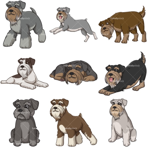 漫画スタンダードシュナウザー犬クリップアートベクトルコレクション Friendlystock