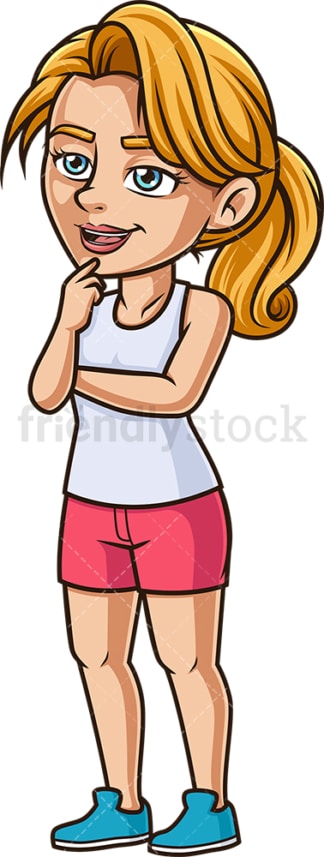 Caucasian woman thinking. PNG - JPG and vector EPS (infinitely scalable).