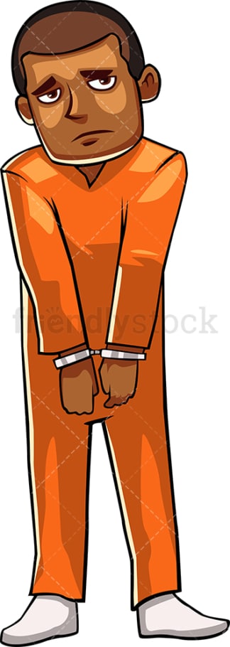 Handcuffed black male prisoner. PNG - JPG and vector EPS file formats (infinitely scalable). Image isolated on transparent background.