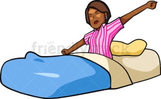 Yawning black woman waking up. PNG - JPG and vector EPS file formats (infinitely scalable). Image isolated on transparent background.