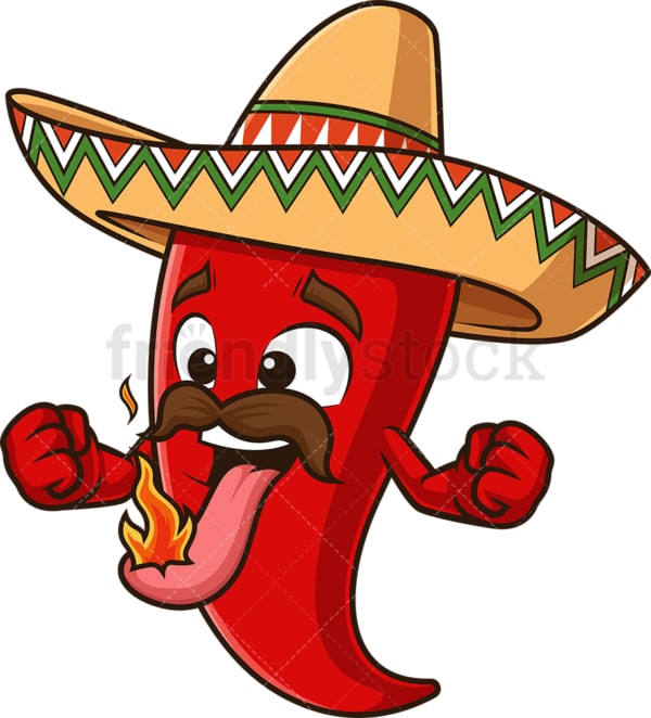 Hot mexican pepper burning up. PNG - JPG and vector EPS file formats (infinitely scalable). Image isolated on transparent background.