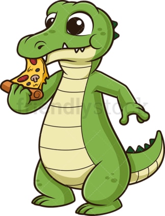 Alligator eating pizza. PNG - JPG and vector EPS (infinitely scalable).
