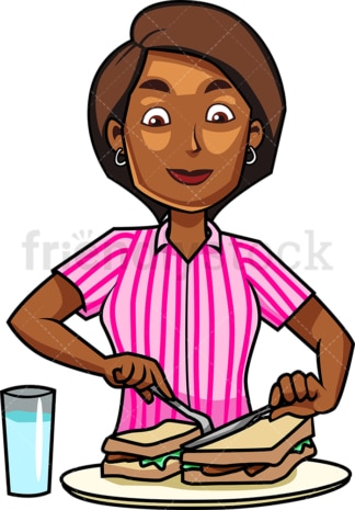 Black woman preparing breakfast. PNG - JPG and vector EPS file formats (infinitely scalable). Image isolated on transparent background.