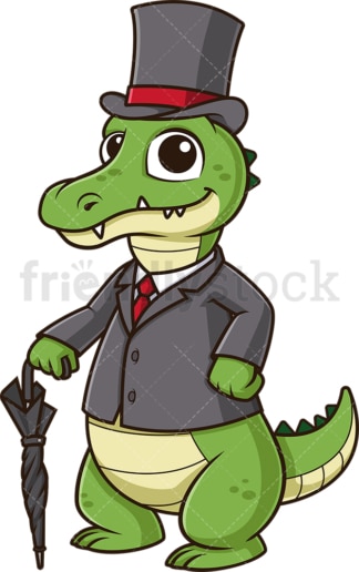 Gentleman alligator with top hat. PNG - JPG and vector EPS (infinitely scalable).