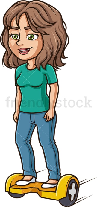 Latin woman on hoverboard. PNG - JPG and vector EPS (infinitely scalable).