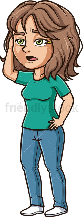 Latin woman thinking. PNG - JPG and vector EPS (infinitely scalable).
