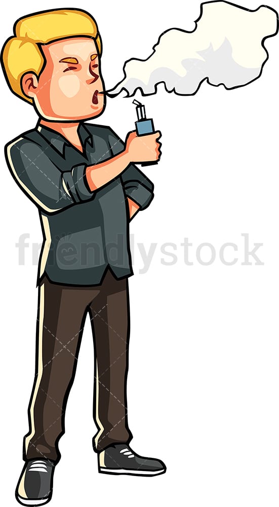Man using an electronic cigarette. PNG - JPG and vector EPS file formats (infinitely scalable). Image isolated on transparent background.