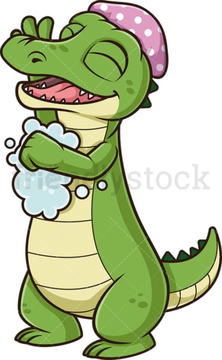 Alligator taking a shower. PNG - JPG and vector EPS (infinitely scalable).