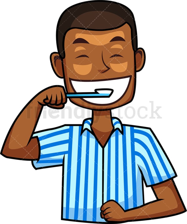 Black man brushing teeth. PNG - JPG and vector EPS file formats (infinitely scalable). Image isolated on transparent background.