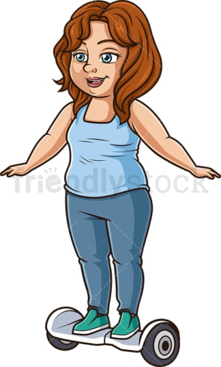 Chubby woman on hoverboard. PNG - JPG and vector EPS (infinitely scalable).