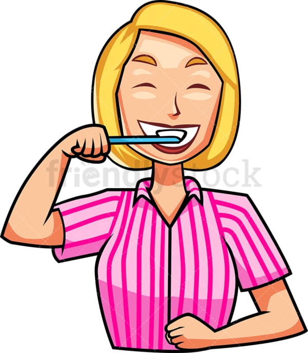 Woman brushing her teeth. PNG - JPG and vector EPS file formats (infinitely scalable). Image isolated on transparent background.