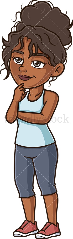 Black woman thinking. PNG - JPG and vector EPS (infinitely scalable).