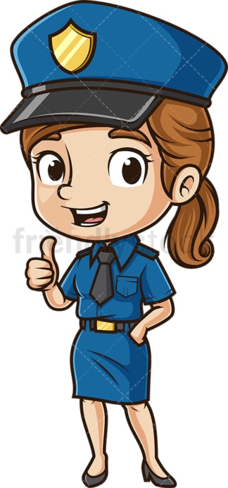Cute policewoman thumbs up. PNG - JPG and vector EPS (infinitely scalable).
