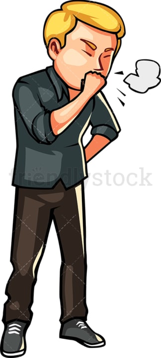 Man suffering from smoker's cough. PNG - JPG and vector EPS file formats (infinitely scalable). Image isolated on transparent background.